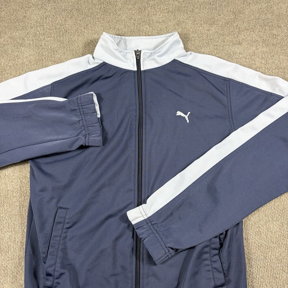 Puma Track Jacket Mens Blue S Small Tracksuit Stripe Full Zip Athletic Top Sampl - Picture 1 of 8